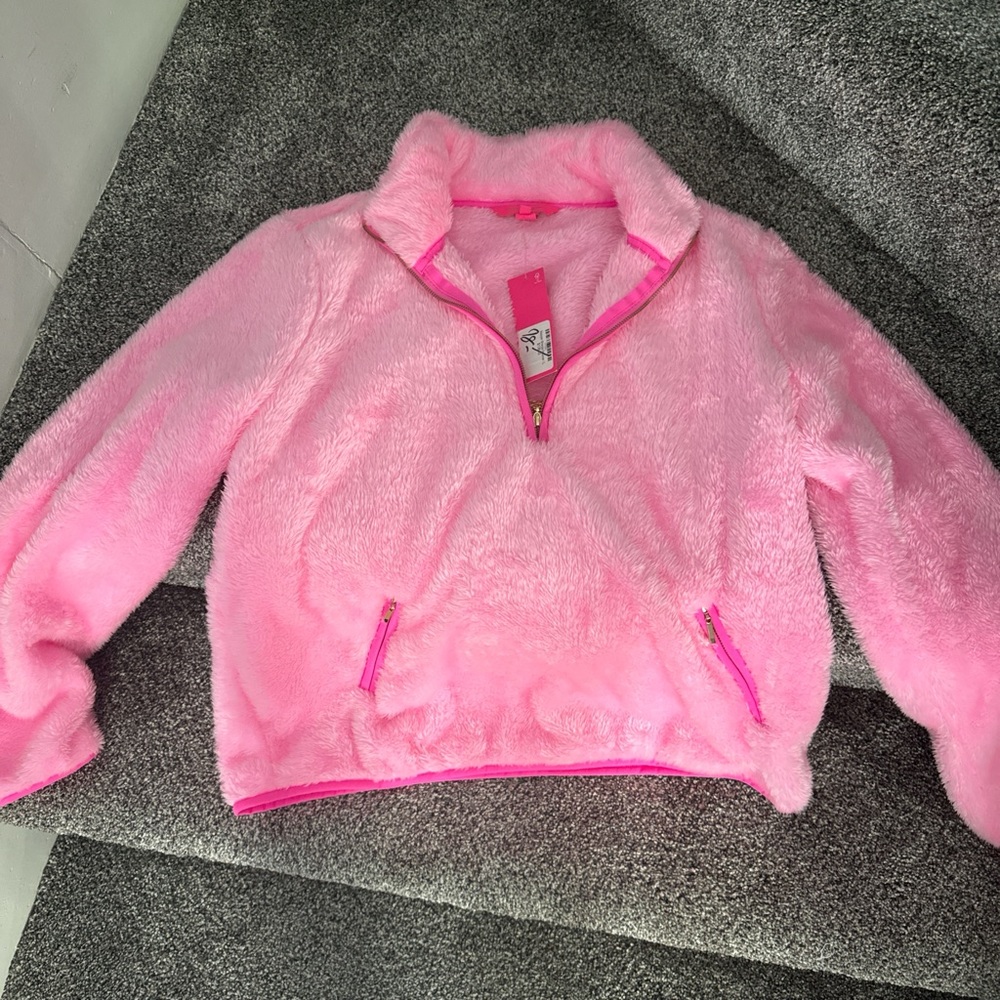Large pink Sherpa pullover Lilly Pulitzer